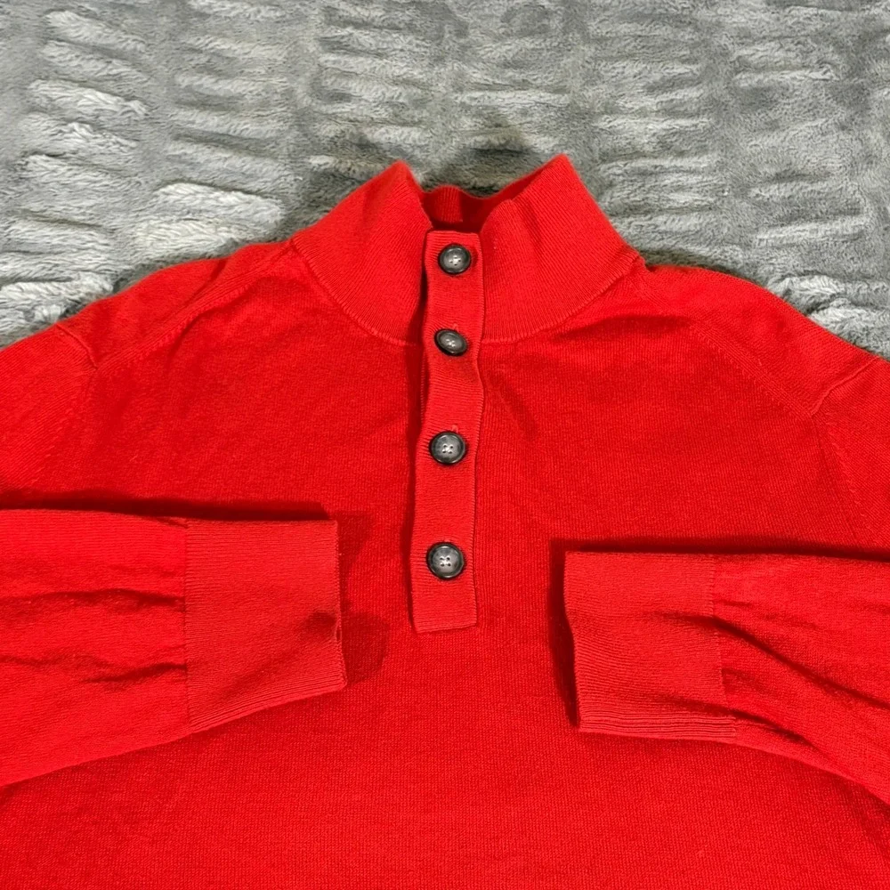 Banana Republic Mens XL Red Cotton Cashmere Mock Neck Henley Sweater RN54023